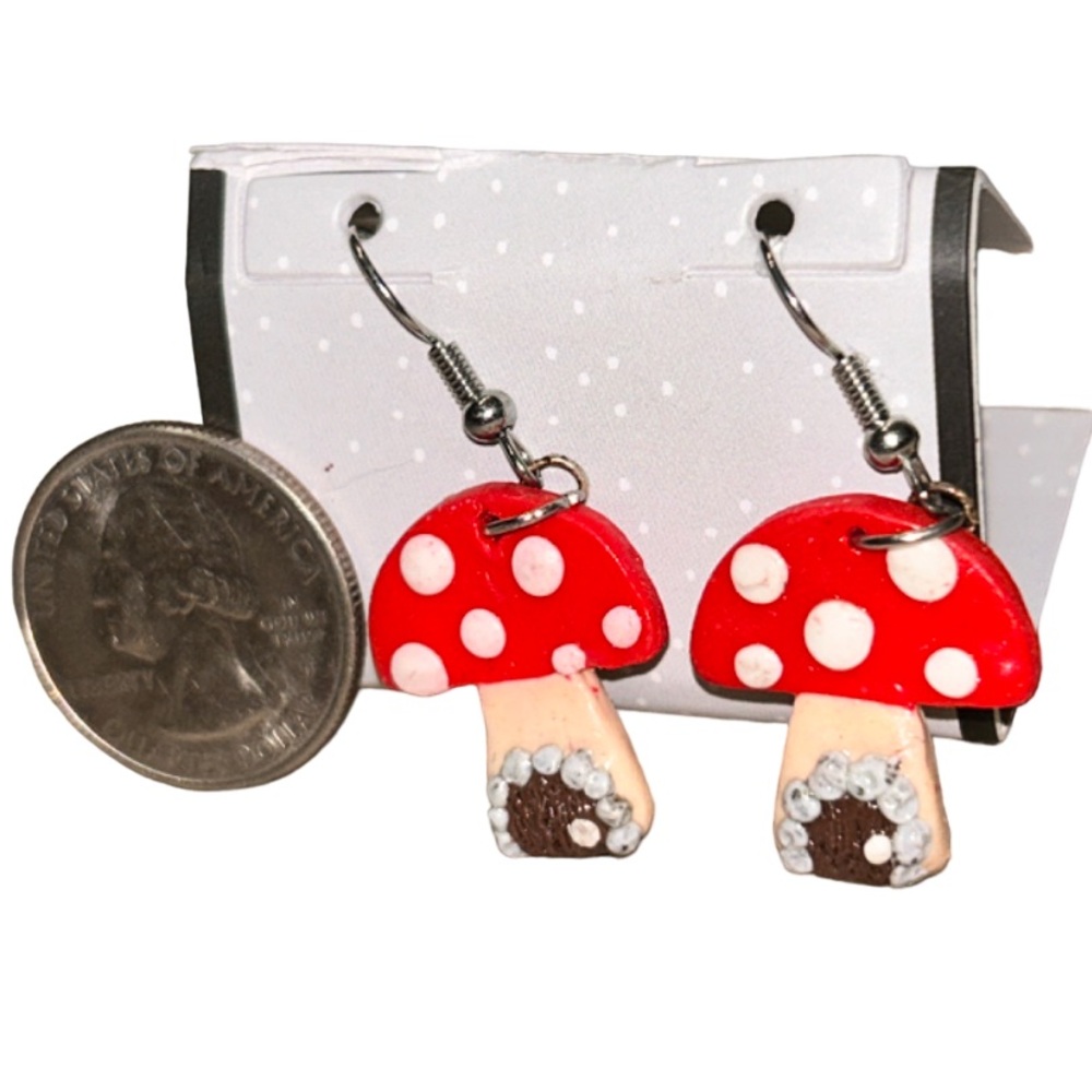 Whimsical Mushroom Handcrafted Clay Earrings •Lightweight •cottagecore/fairycore